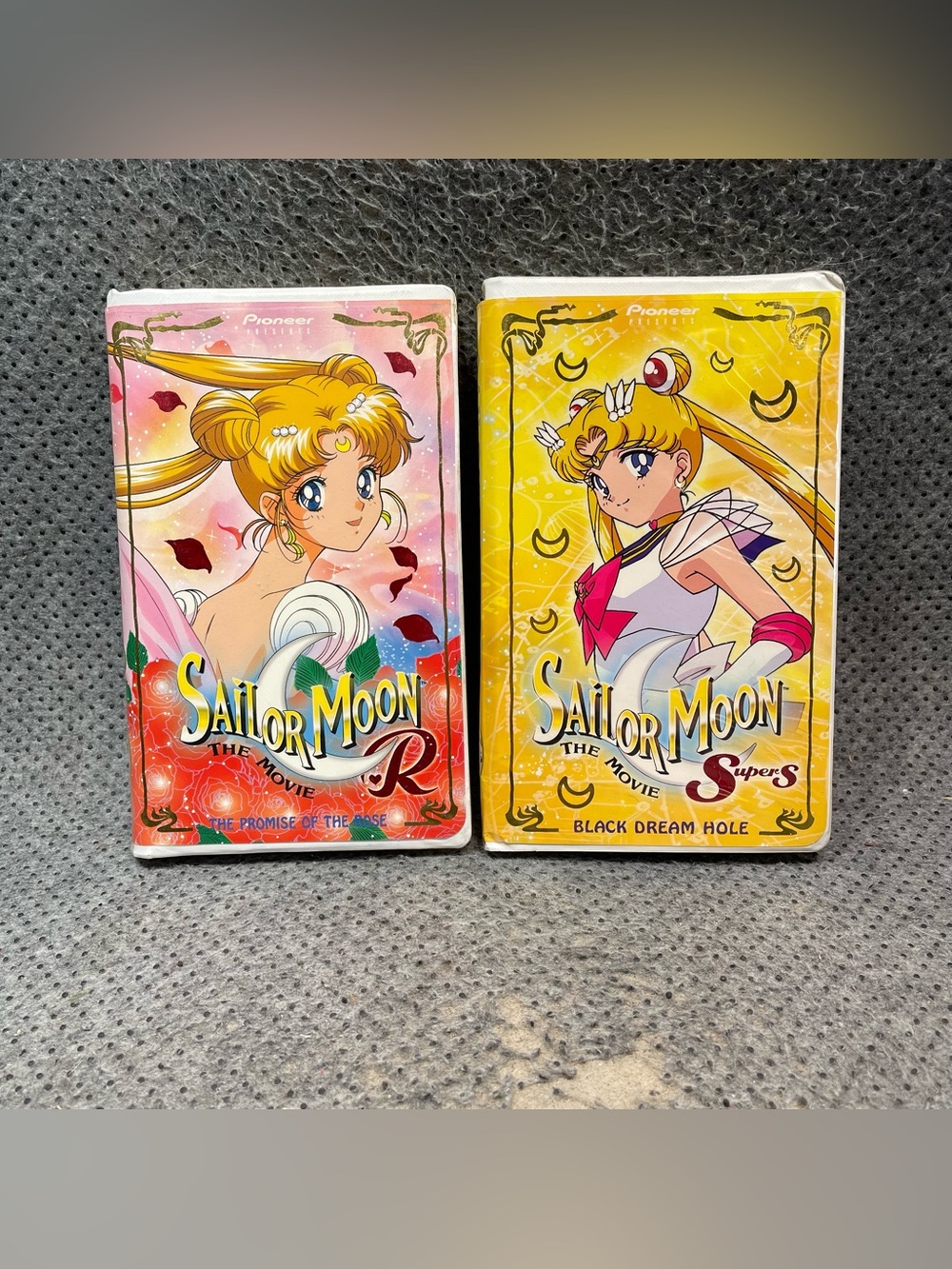 Sailor Moon VHS Clamshell Lot of 2 Promise of the Rose & Black Dream Hole Anime
